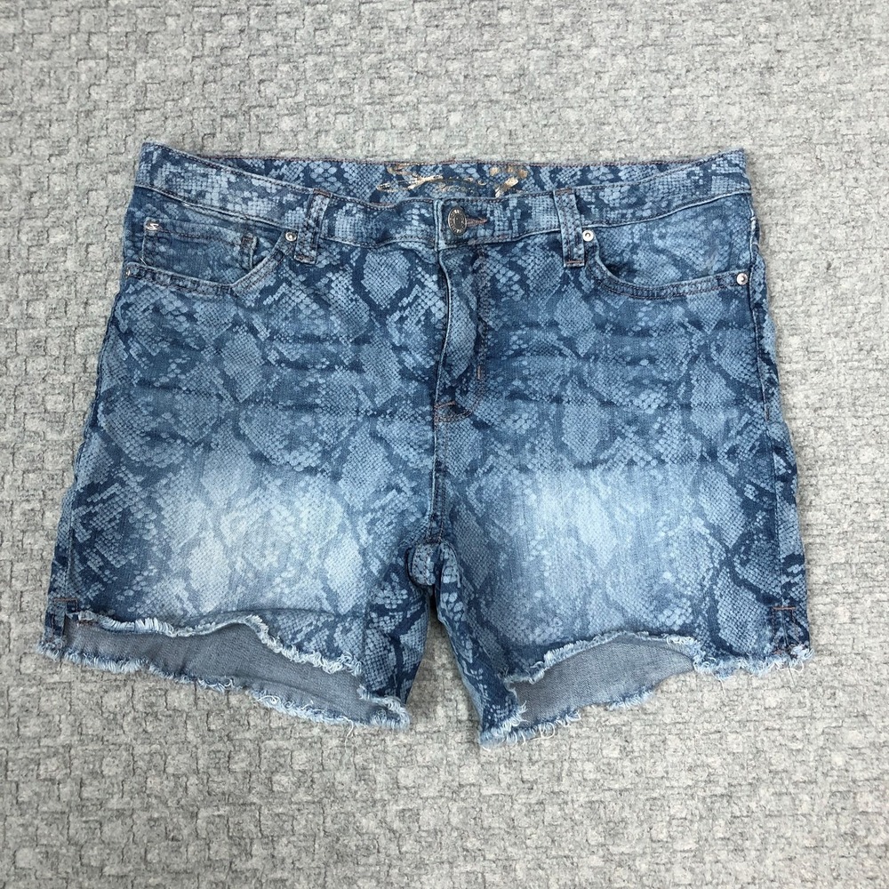 Seven7 Shorts Womens 12 Blue Weekend Short Python Indigo Snake Print Denim Norm